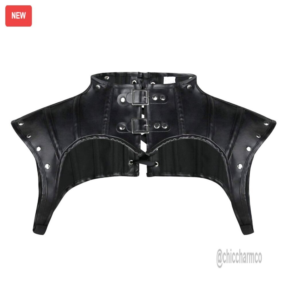 Steampunk Gothic Leather Shrug Jacket Armor Shoulder Costume Adjustable Buckles